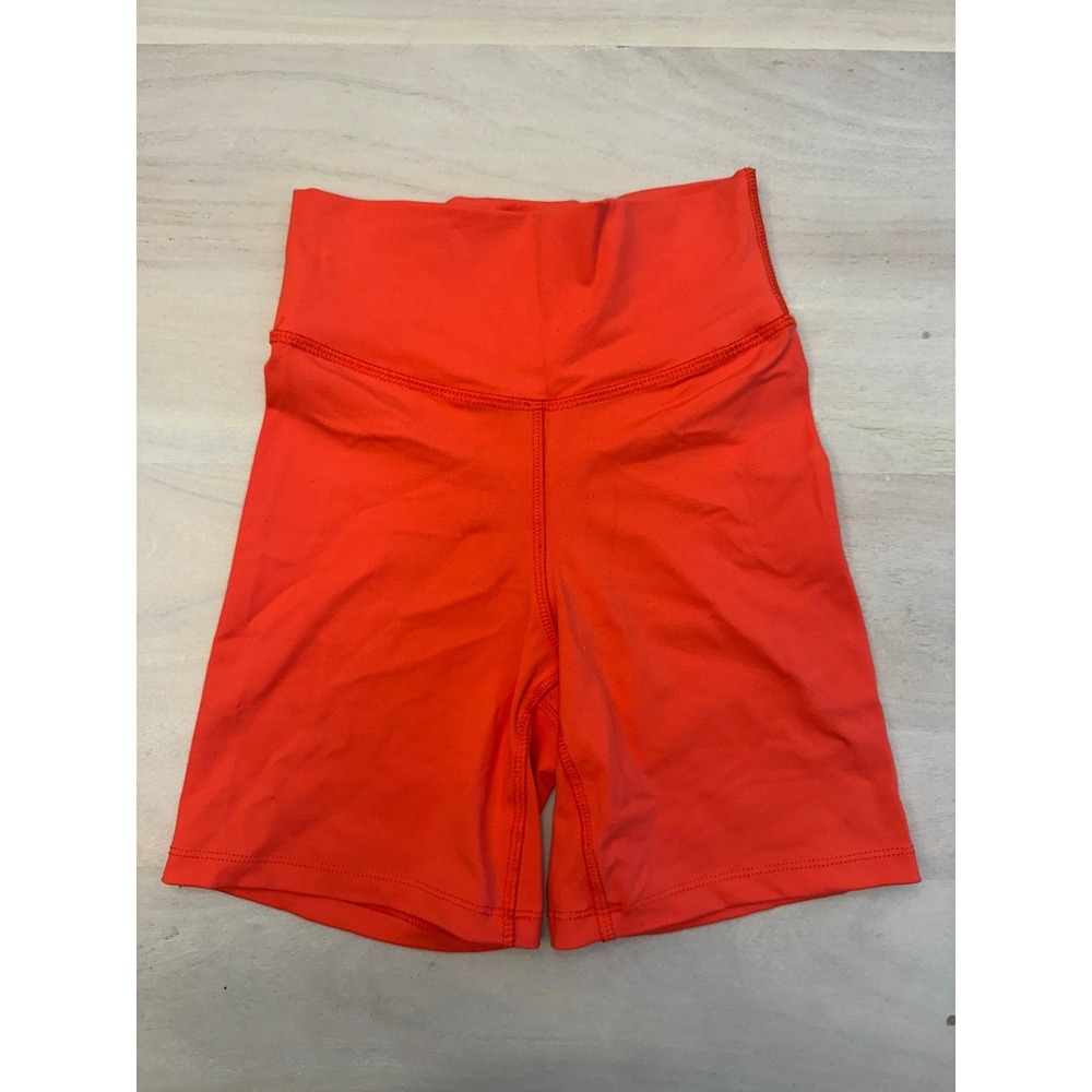 thirtyyears High Waist Biker Shorts Women's Orange Nylon Spandex ty Logo XS